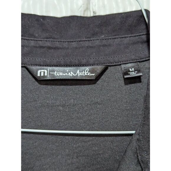 Travis Mathews Men's Black & Gray Pocket Solid Short-Sleeve Golf Polo Shirt Size - Picture 2 of 7